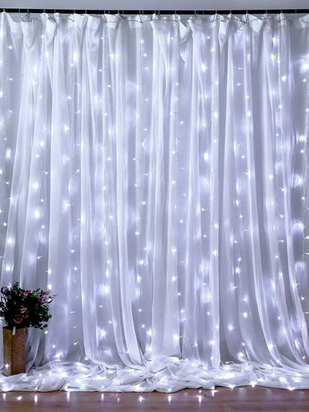 White LED Curtain String Lights Drapery - Soft Glow Home & Wedding Decor